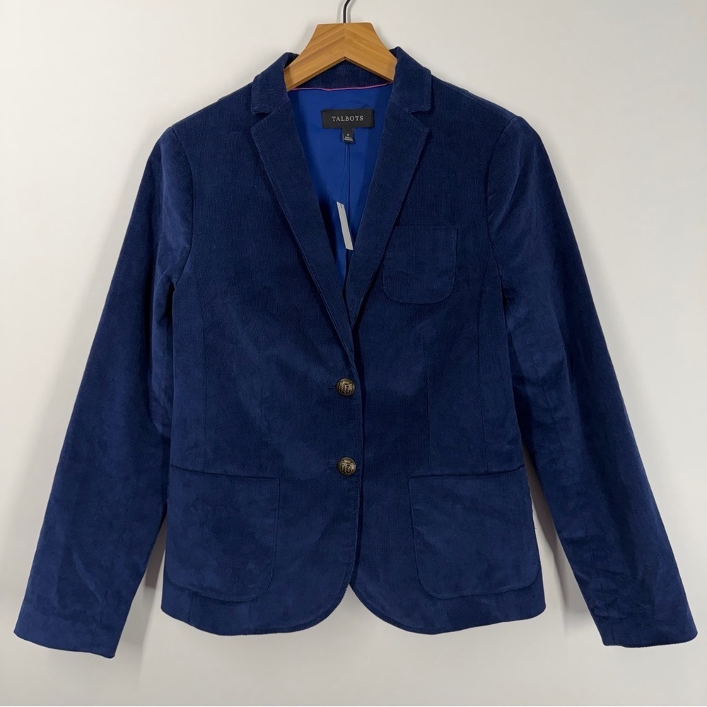 Talbots Women's Corduroy Blazer Classic Academia Preppy Navy Blue Size 4